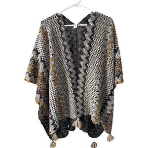 Michael Stars Sweater Poncho Blanket Wrap With Tassels One Size, Pre-Owned EUC